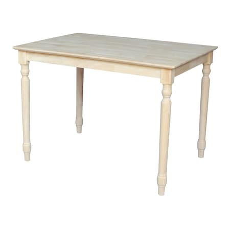 International Concepts Rectangle Solid Wood Top Table, Turned Legs, Unfinished, 30 W, 42 L, 30 in H, Wood, Unfinished K-3042-330T